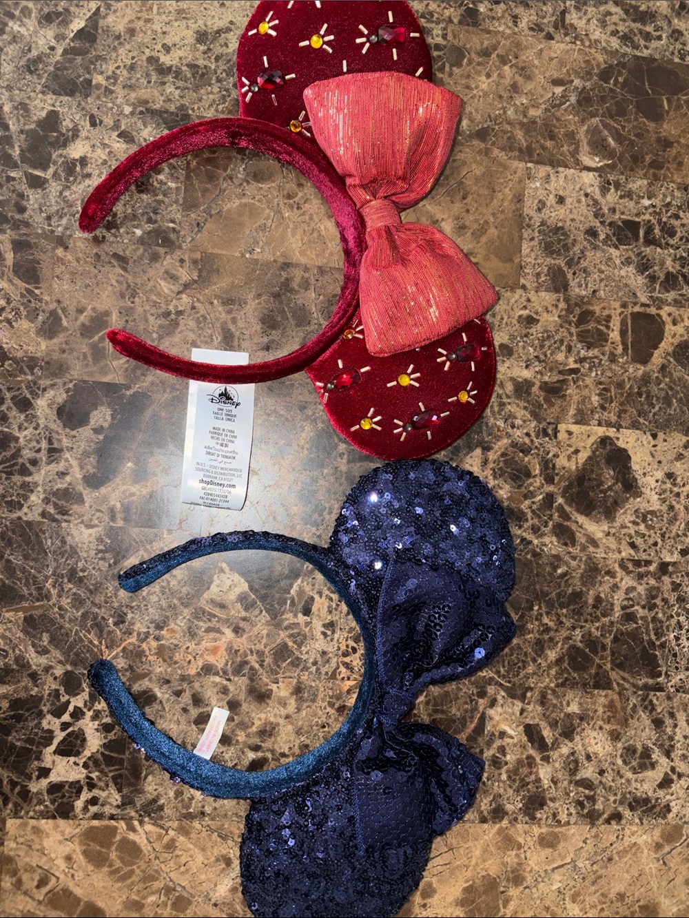 Disney Parks Red & Navy Minnie Ear Headbands